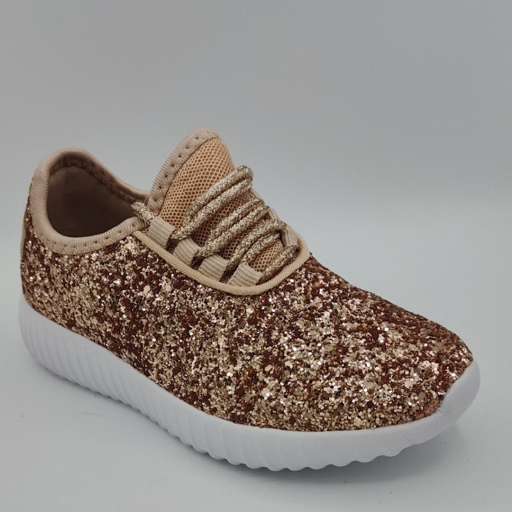 Glittery Rose Gold Kids Sneakers